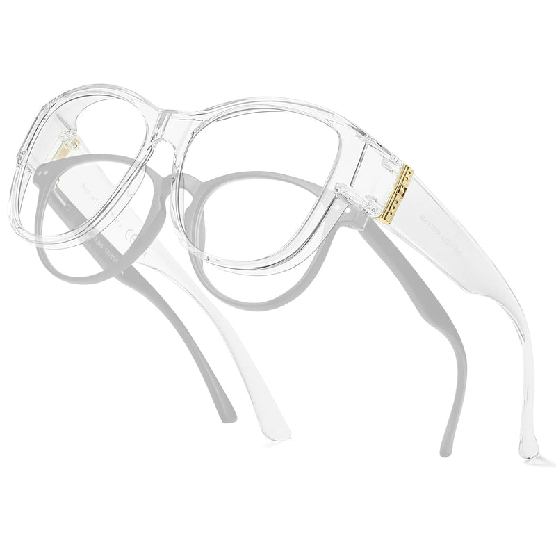 Anti Blue Light Glasses Over Prescription Glasses Fit Over Blue Filter Glasses for Computer/Reading/TV/Phone/Gaming Clear Frame