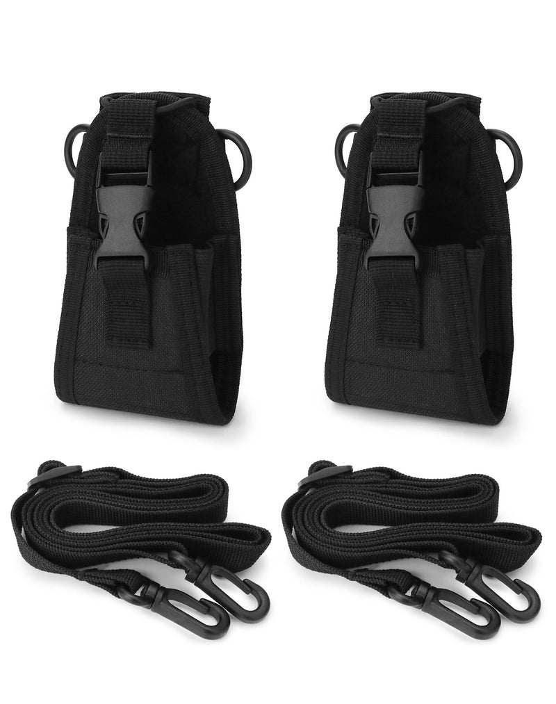 QWORK Radio Pouch Case Holder - 2 Pack Tactical Walkie Talkie Pouch Multi-Function Intercom Bag for Polic Fireman Security Officer Compatible with Most Two-Way Radios, Black