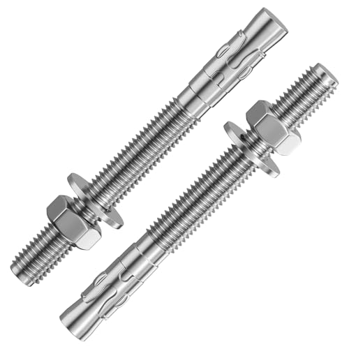Wensilon 30Pcs 3/8x4 Inch Standard Fasteners for Heavy-Duty 304 Stainless Steel Wedge Anchors for Cement and Concrete 3/8x4" 30