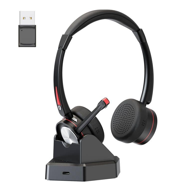 Bluetooth Headset with Microphone for PC, Wireless Headset with Mic & Mute Button, 40 Hrs Working Time, Noise Cancelling Bluetooth Headset 5.2 for Work Office Laptop Teams Business Meeting