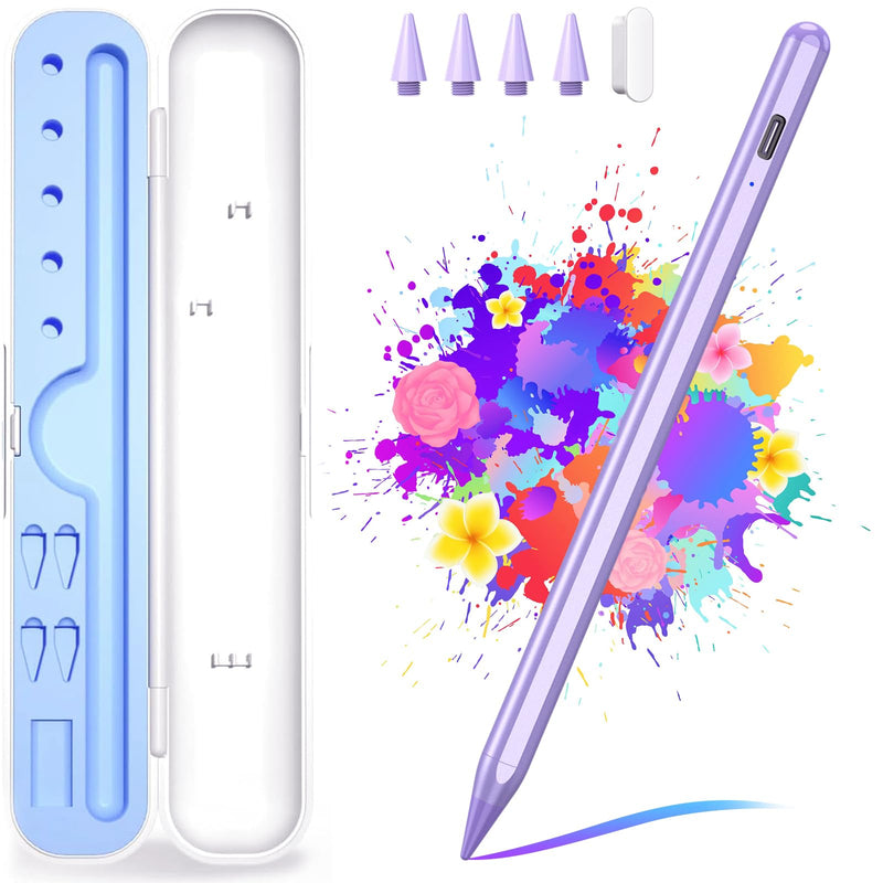 Stylus Pen for iPad 9th&10th Generation, 10Mins Fast Charge for Apple Pencil/iPad Pen, Compatible with iPad 10th/9th/8th/7th/6th Generation/Pro 11/12.9 inch/Air 5/4/3Gen/Mini 6/5, Purple