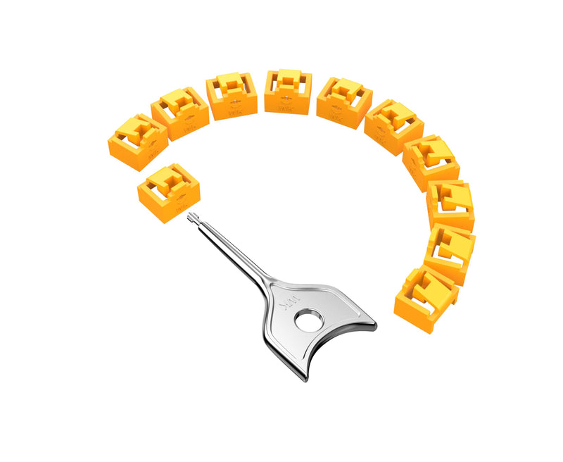 12 Pcs RJ45 Port Lock with 1 Keys, Locking RJ45 Port/Dust Blocker,Compatible with Computer,TV,Router,Other Devices （Yellow） 12+1 Yellow