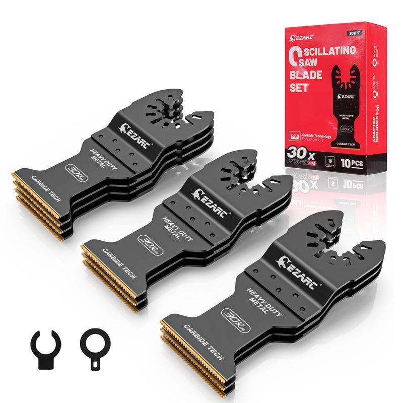 EZARC Carbide Multitool Saw Blades for Metal and Bolts, 10 Pieces | Carbide teeth, 30 times life, carbide laser welding technology, for stainless steel, hardened screws, steel nails