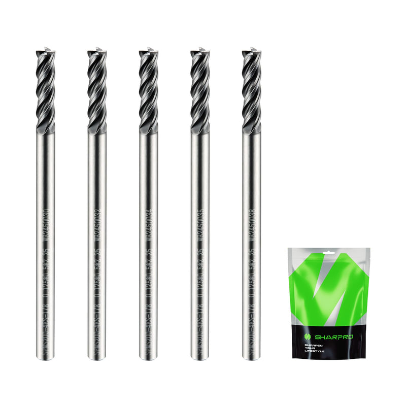 1/8 Inch Shank Carbide Square End Mill, 4 Flute CNC End Mills, Heat-Resistant Metal Endmill Suitable Alloy Steel, Stainless Steel, Various Cast Iron（5PCS） 1/8 in(4 Flute) 5