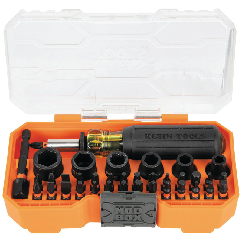 Klein Tools 33805 ProFlex 38-Piece SAE Impact-Rated Tool Set with Modular Case, S2 Steel, Magnetic, Adjustable Screwdriver, 29 Bits, 6 SAE Socket Sizes