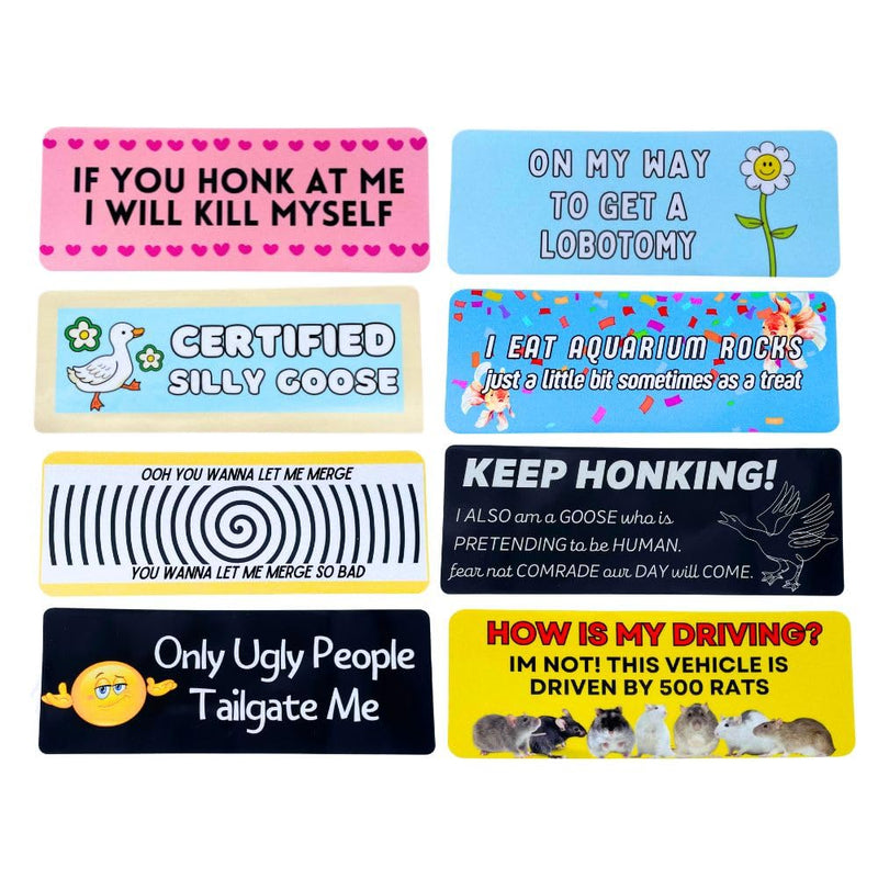 YJ PREMIUMS 10PC Funny Car Bumper Magnets | Magnetic Auto Bumpers Magnet Decals for Cars Vehicle Fun Cute Joke Hilarious Gag Humor Im Sorry Let Me Merge Honk Certified Silly Goose for Adults Gifts