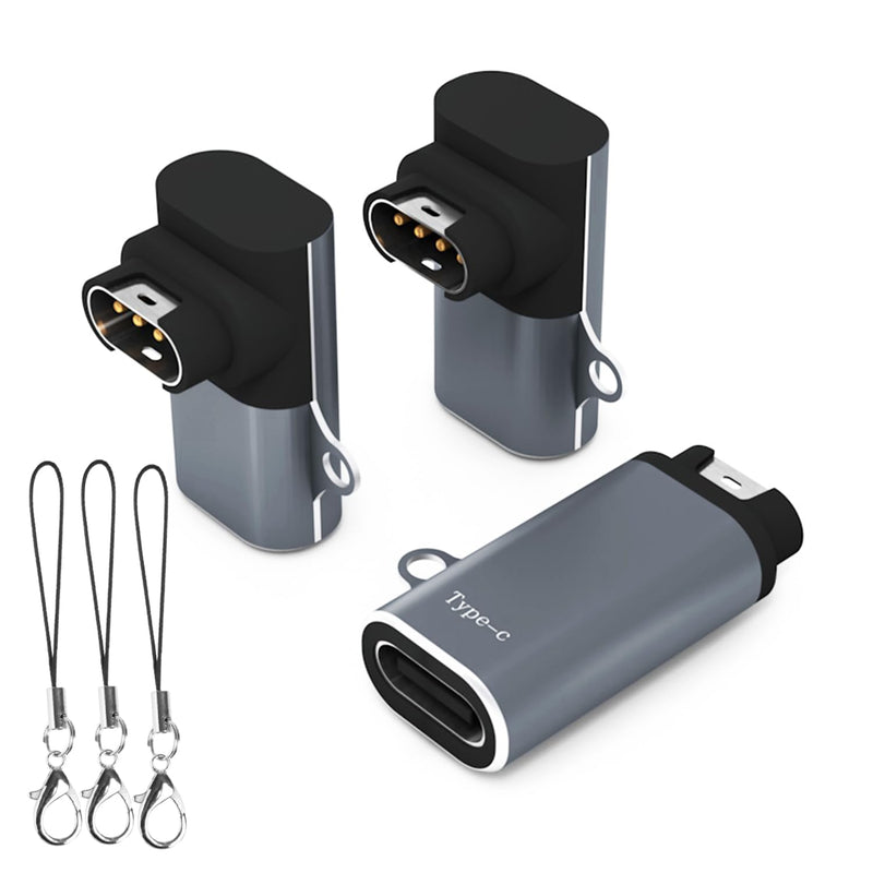 Charger Adapter for Garmin Watch (3-Pack), USB-C to Watch Cable-converter for Instinct, Fenix 7/7X/7S, Vivoactive 5/4/4S,Forerunner 965/265/255/245/55/45,Venu 3S/2S/SQ,Epix Pro,Vivomove,Tactix,Swim 2
