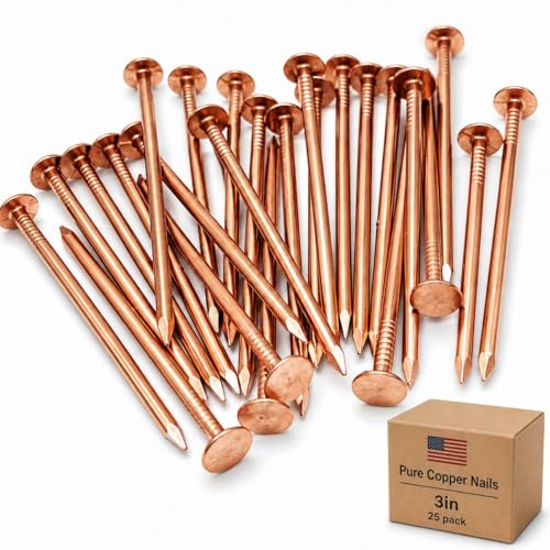 3 Inch Copper Nails Roofing Finish Nails USA MADE - Solid Pure Copper Slating Nails Spikes Flashing Furniture Boat - Package Includes The Highest Quality Copper Nails by Dubbs Hardware (25) 3in - 25pcs