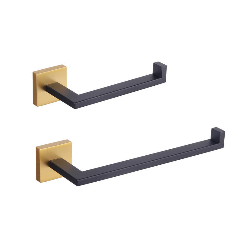 GERZWY Bathroom 2-Piece Hardware Accessories Toilet Paper Holder and Towel Ring Wall Mounted (Black & Gold) IG1856-2BD Black & Gold