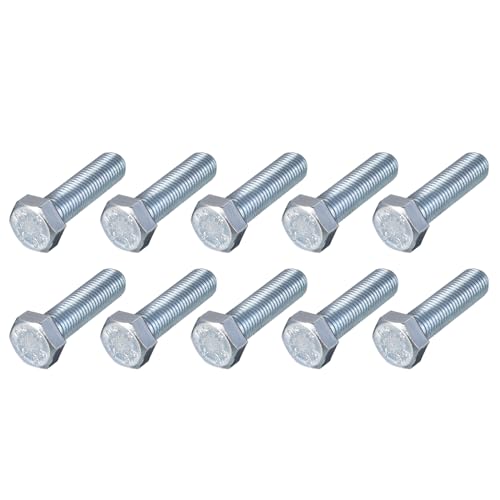 METALLIXITY Hex Bolts (M16-2x60mm) 10Pcs, 8.8 Grade Carbon Steel Zinc Plated Fully Threaded, Coarse Thread UNC Hex Head Screw Bolt - for Furniture Repair, Silver M16-2x60mm