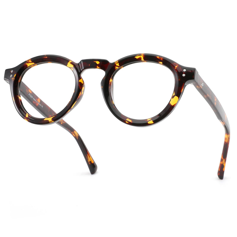 Round Blue Light Blocking Glasses, Retro Computer Gaming Eyeglasses Anti Eyestrain & UV RF6209 Tortoise