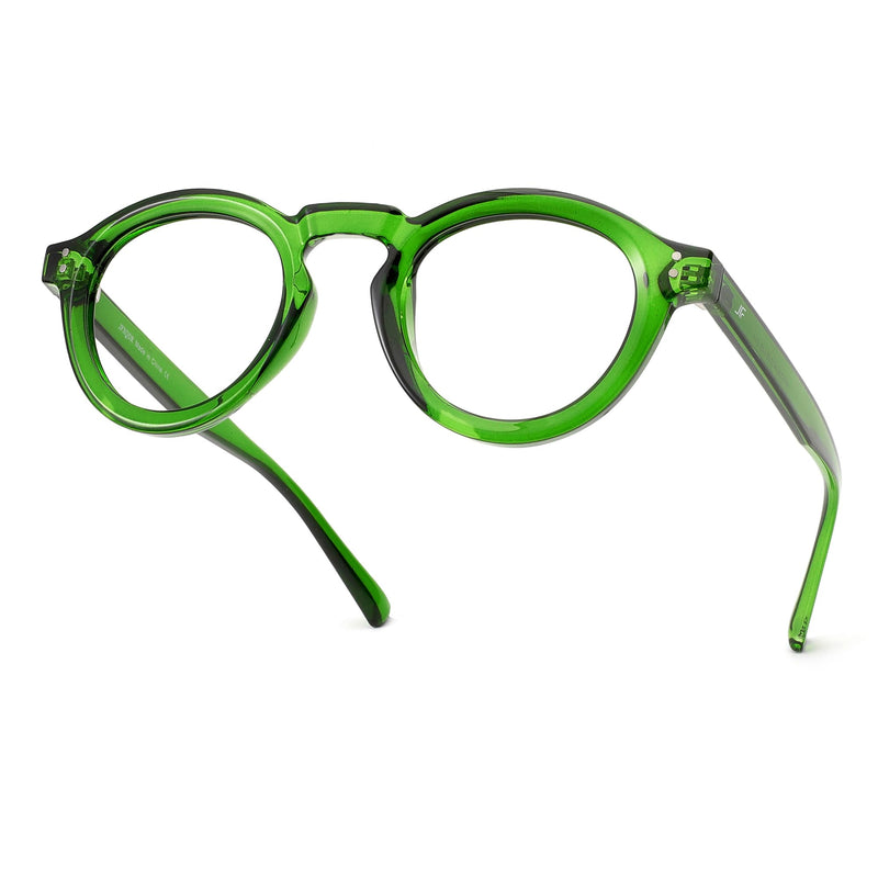 Round Blue Light Blocking Glasses, Retro Computer Gaming Eyeglasses Anti Eyestrain & UV RF6209 Basil Green