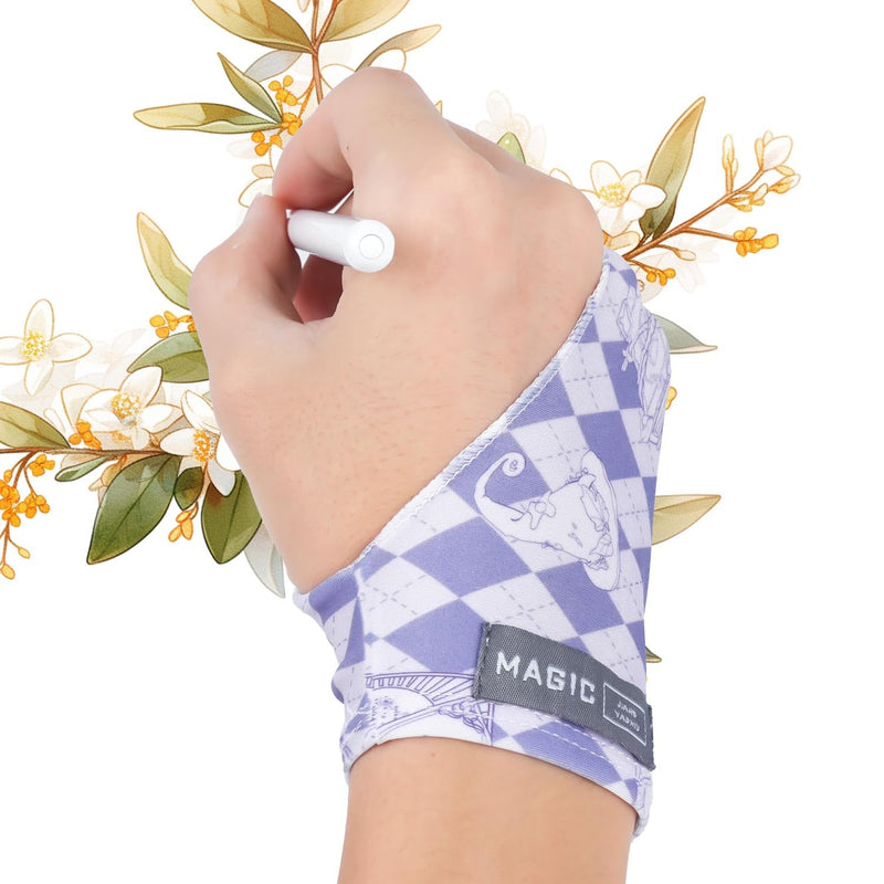 Artist Drawing Glove Art Two-Finger Glove Animal Print for Drawing Tablet/Pen Display/iPad for Right and Left Hand Blue