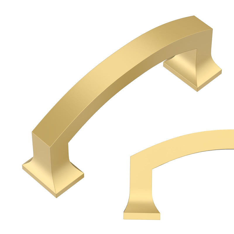 Amerdeco 10 Pack Brushed Gold 3 Inch(76mm) Hole Centers Kitchen Cabinet Pulls Cabinet Hardware Kitchen Handles for Cabinets Cupboard Handles Drawer Pulls ZH0009 3"/76MM Hole Center
