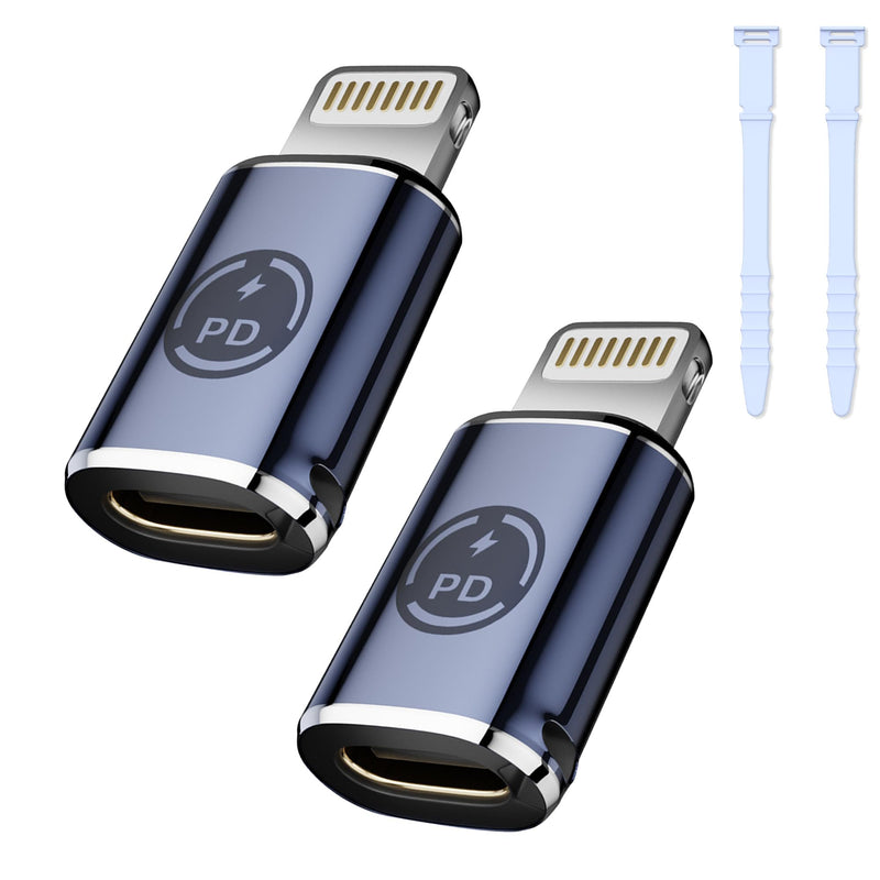 USB C to Lightning Adapter, [2 Pack] USB C Female to Lightning Male Adapter Support 27W PD Fast Charging&Data Transfer, Lightning to USB Type C Cable Adapter for iPhone Series (Light Blue, 2Pcs) 2 Pack USB C Female to Lightning Male- Light Blue
