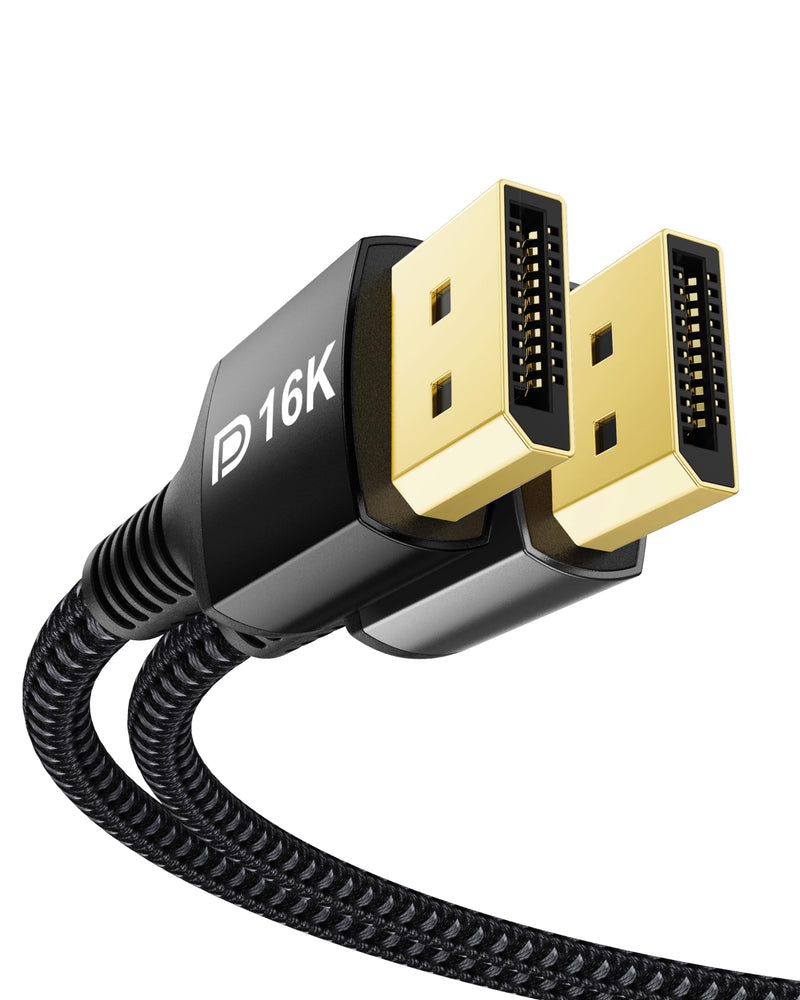 Stouchi DisplayPort Cable 16K 2.1, 10FT/3M DP Cable Black 80Gbps 16K@60Hz, 8K@240Hz HBR3 4K@240 HDR, HDCP, DSC 1.2a Support Monitor FreeSync G-Sync Video Card 10 FT 16K-Black
