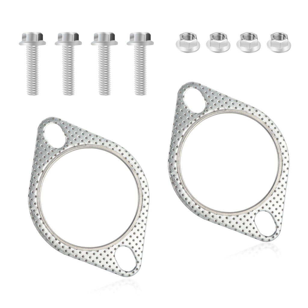 2PCS Exhaust Flange Gasket + 4PCS Exhaust Bolts,2.5" 2-Bolt Catalytic Converter Gasket Replaces OEM#120-06310-0002,Car Accessories Exhaust Flange Repair Kit for Cars,Trucks (2.5in) 2.5in