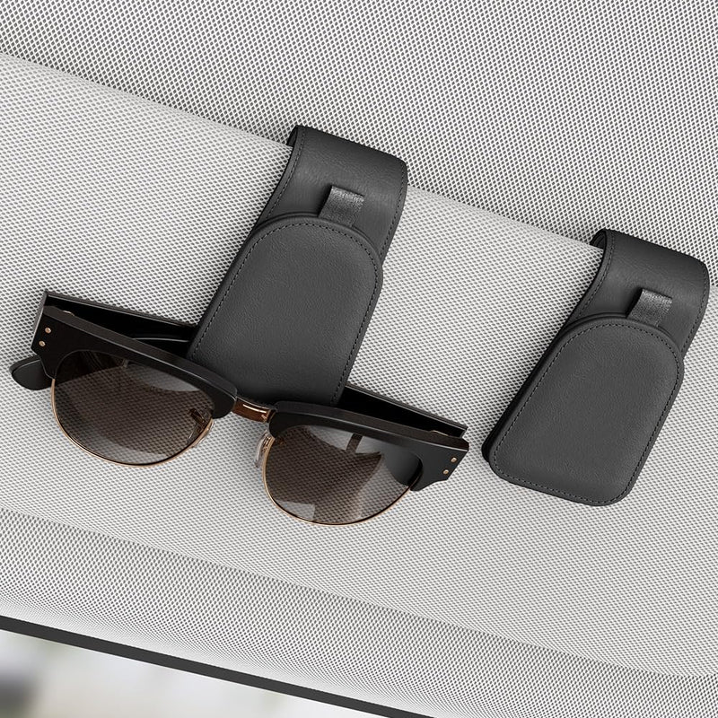 Sotfamily Sunglass Holder for Car, Suede Cloth Magnetic Sunglasses Clip for Car Visor, Sunglass Organizer for Car Accessories, 2 Packs, Black