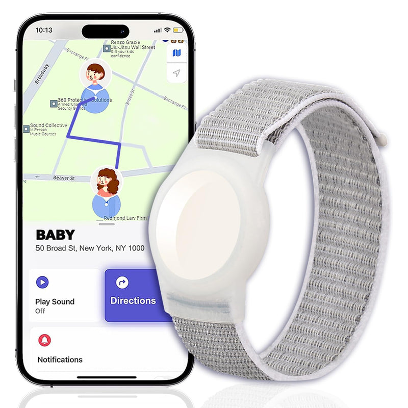 Mini GPS Tracker for Kids, Teens, Special Needs - Hidden iOS Real-Time Locator Watch Band - No Monthly Fee, white