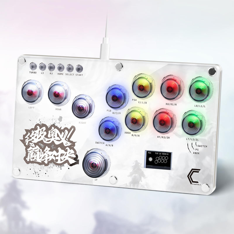 Arcade Stick, Fighting Game Controller 16Keys All-Button Gamerfinger with Custom RGB & Turbo Functions,Arcade Controller Street Fight for PC/Ps3/Ps4/Switch Game Keyboard-Supports Hot Swap & SOCD