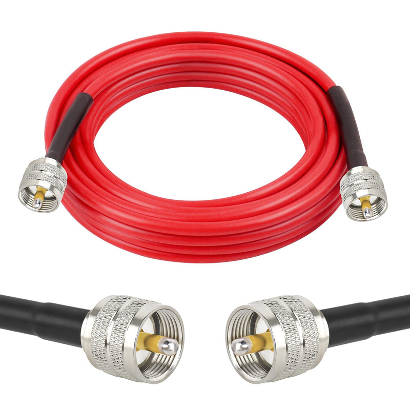 CB Coax Cable - 15FT RG58 PL-259 UHF Male to Male Cable low loss CB Antenna Cable CB Radio Coaxial Cable for CB Radio, Ham Radio, Amateur Radio, Antenna Analyzer, SWR Meter (Red) 1