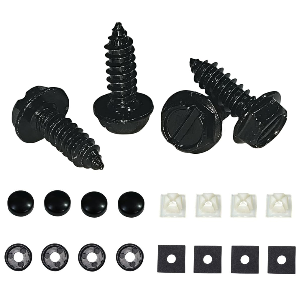 License Plate Screws,Awoopdan Anti Theft License Plate Screws for car or Truck License Plate Frame mounting,4 Sets Combo Screw Kit(Black