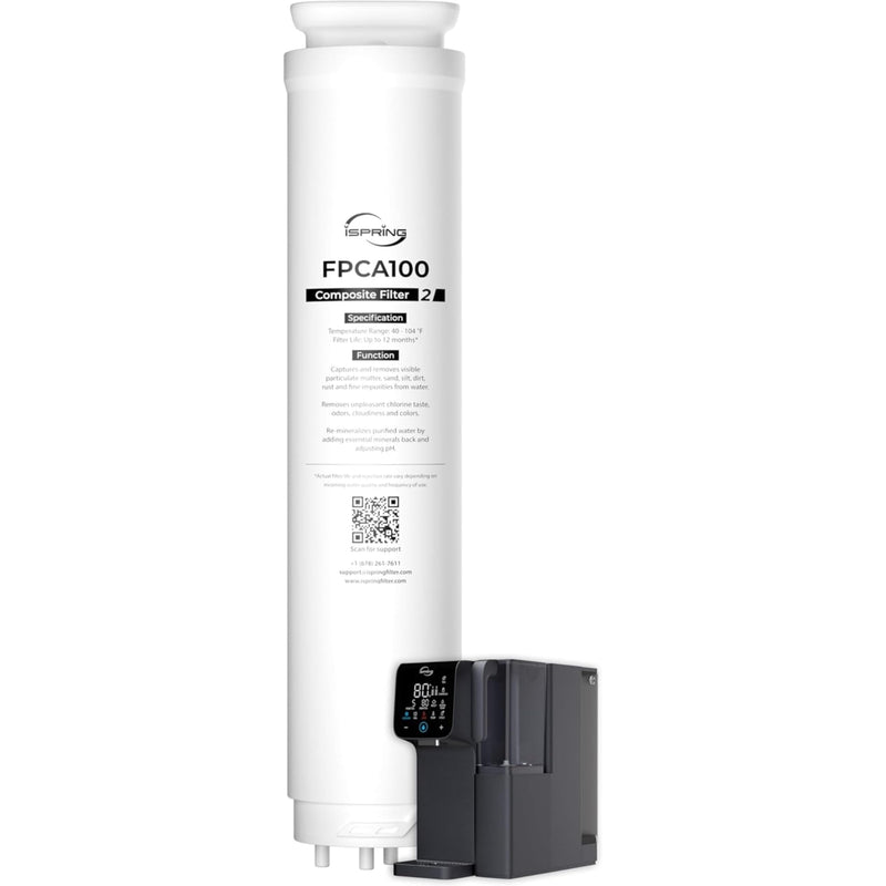 iSpring FPCA100 Replacement Filter for RCD100HCG Countertop Reverse Osmosis System, Composite Filter, with PP Sediment, Activated Carbon and Alkaline Media, Replacement Cycle: Up to 12 Months
