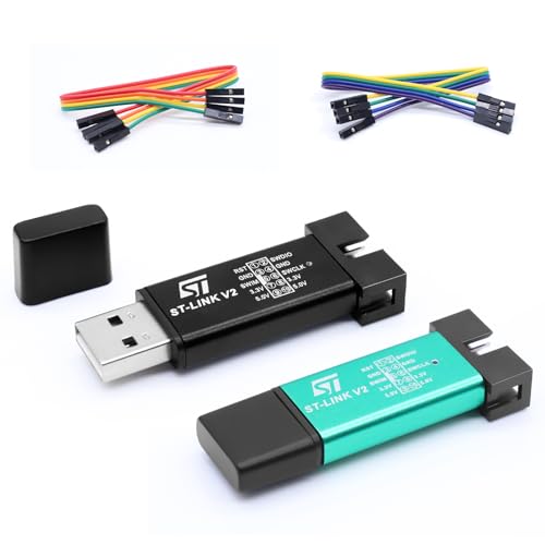 ST-Link V2 Emulator Downloader Programmer, ST-Link V2 Mini Debugger Programming Emulator Downloader for ST-M8 STM-32 with Dupont Wires (Pack of 2)