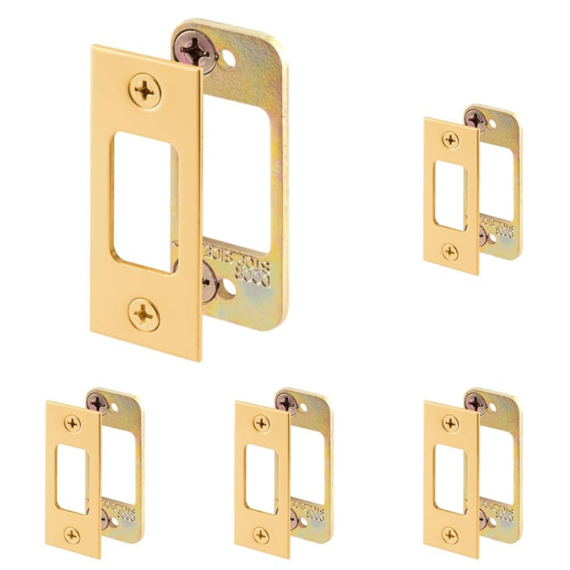 Prime-Line E 2479 Deadbolt Strike, 2 Piece, High Security, 1/8 in. Heavy Gauge Steel, Brass Plated Set (Single Pack) (Pack of 5) 1/8 in. (Pack of 5)