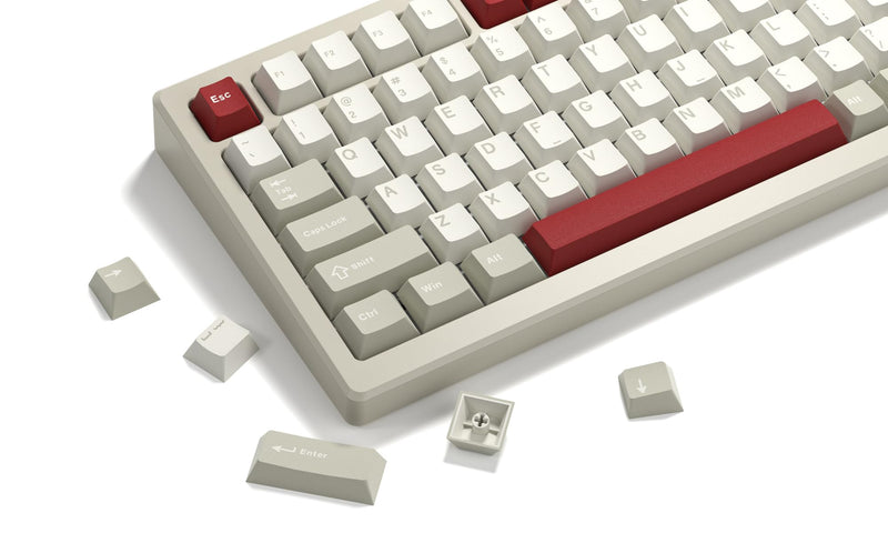 Womier Keycaps, Custom PBT Doubleshot Keycaps 60 65 75 100 Percent, Cherry Profile Retro Keycaps, 61/64/68/84/87/100/104/108 Gaming Mechanical Keyboard Keycaps, 132 Keys Keycaps Set (Vintage Grey) Vintage Grey