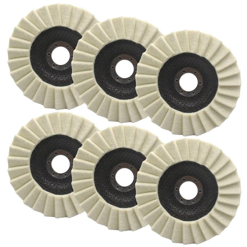 Pack of 6 Polishing Discs 125 mm x 22.2 mm, Polishing Disc, Buffing Disc, Polishing Disc Flex, Polishing Discs for Angle Grinders, for Sanding and Polishing Paint, Wood, Plastic