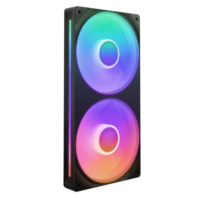 NZXT F240 RGB Core - 240mm Single-Frame Fan Unit with 2 x 120mm RGB Fans - Speed & Lighting Control - High Static Pressure & Airflow - Fluid Dynamic Bearings - 8 aRGB LEDs Per Fan - Black 2x 120mm RGB Single Frame