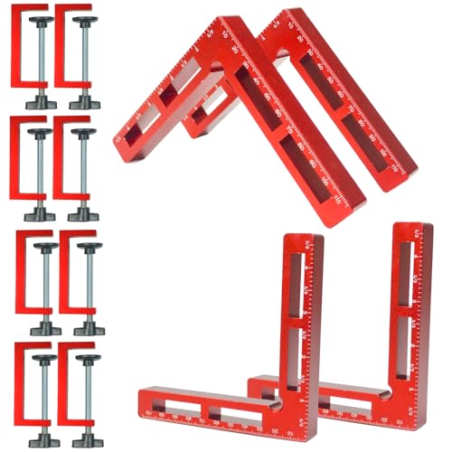 90 Degree Positioning Squares Right Angle Clamps for Woodworking - 4 Pack 5.5"Aluminum Alloy Woodworking Corner Clamps, for Picture Frame, Cabinet, Boxes, Drawers (4Pack 5.5'') 4Pack 5.5''