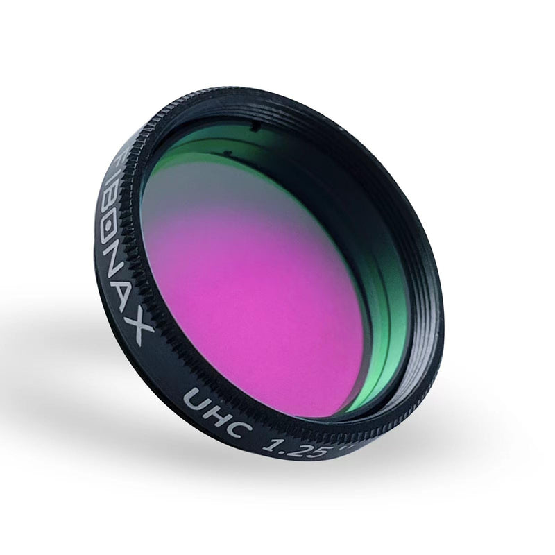Ultra High Contrast UHC 1.25 inch telescope filter，Eliminates light pollution, Improves astrophotography contrast, Aluminum alloy frame, Stackable filter structure, Astronomical components