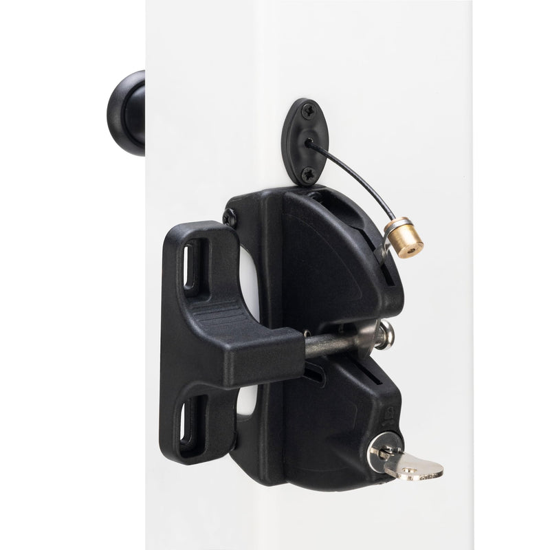 Key Lockable Fence Gate Latch, 2 Sided Gate Lock Latch for Outdoor Fence, Keyed Fence Lock Latch with Spring Loaded Pull Cable, Fence Latch Gate Hardware for Wood, Vinyl, Metal Gates, Black
