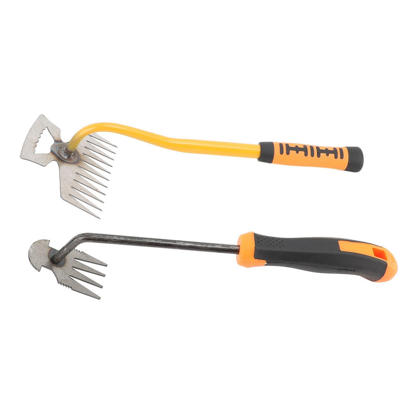 Small Garden Rake, Garden Hand Cultivator, Hand Rake Garden Tool with Ergonomic Rubber Handle, Small Leaves Rakes for Gardening, Camping, Flower Beds, Hand Cultivator Mini Rake
