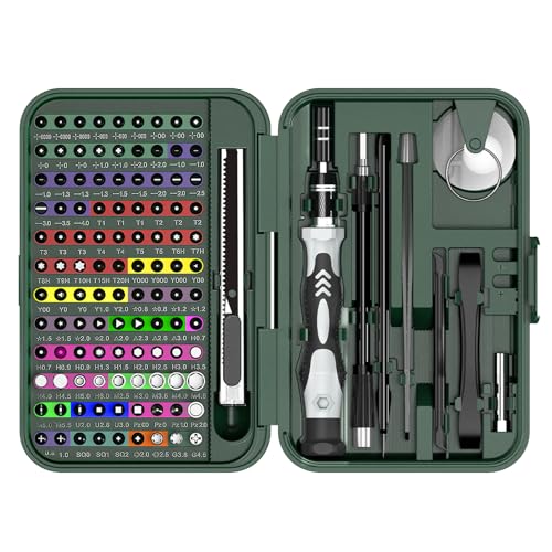 ORIA Precision Screwdriver Set, 108 Bits, Flexible Shaft, Extension Rod 132 IN 1 Green