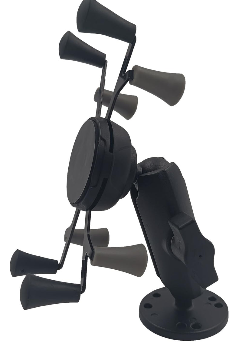Strg Phone Mount with Drill-Down Round Base with Medium B Size 1" Ball Double Socket Arm, Phone Holder Compatible with All Phones Car Motorcycle Bike and More Phone Mount