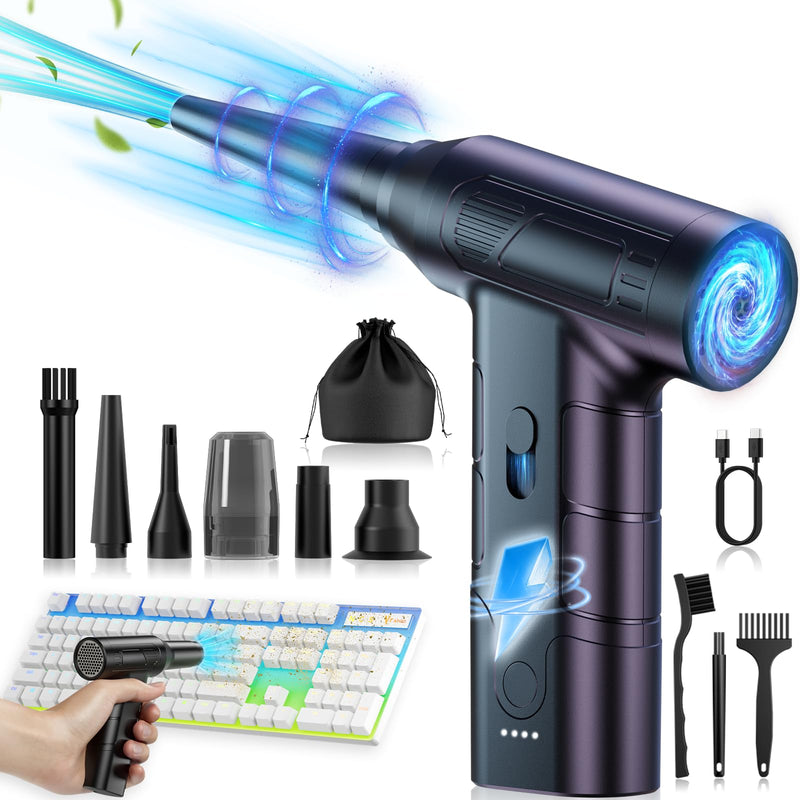 Electric Compressed Air Duster -150000RPM Stepless Speed Tiny Electric Keyboard Cleaner - Rechargeable Air Blower Replaces Canned Air - No Canned Air Duster - Cordless Jet Dry Blower for PC Car Home