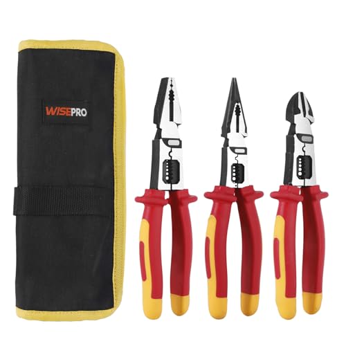 3 PCS Multifunctional Insulated Pliers Set with Tool Pouch