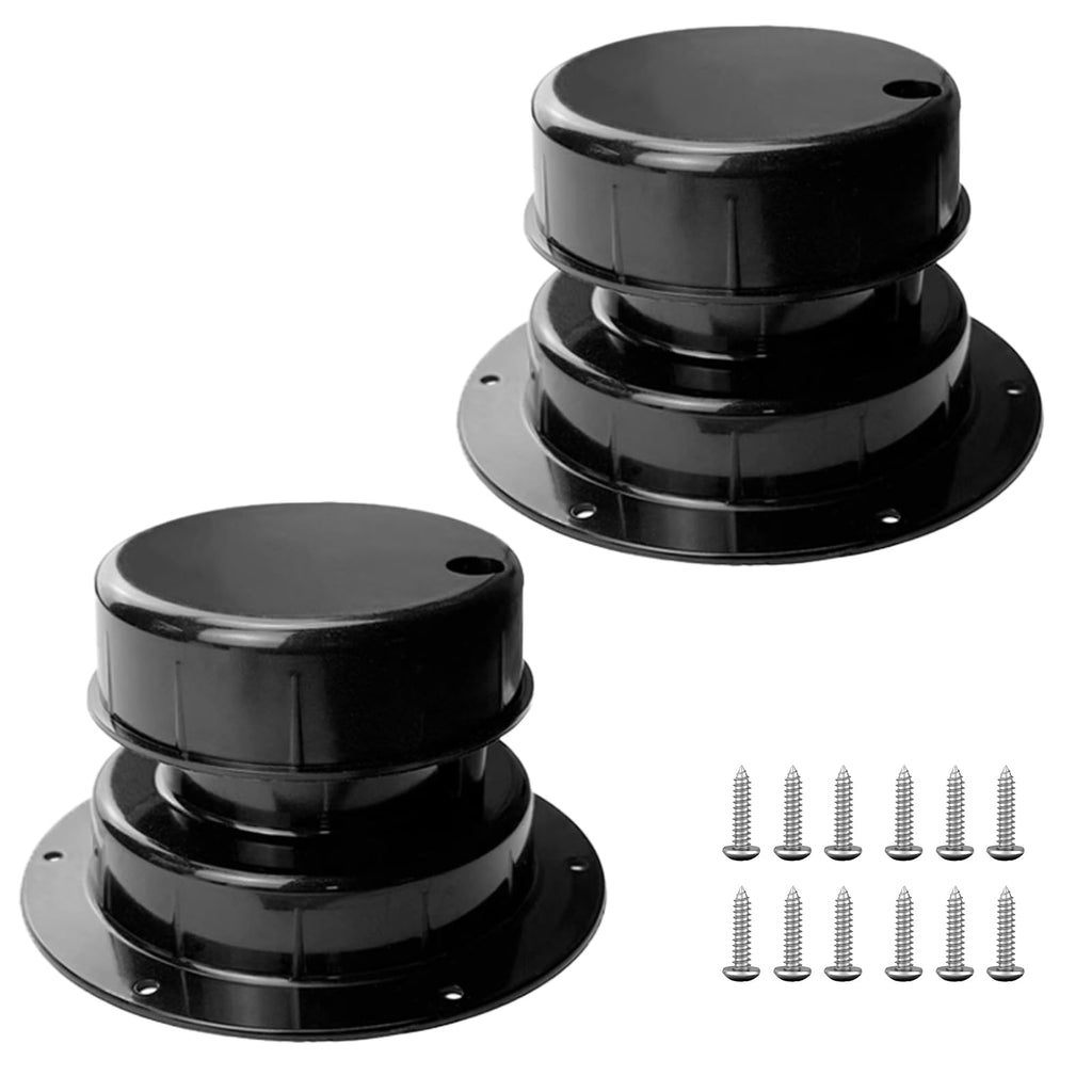 RV Plumbing Vent Caps Kit 2Pcs Trailer Camper Vent Cap Replacement Plastic Roof Sewer Vent Cover Caps for 1 to 2 3/8 Inch Pipe (Black) Black