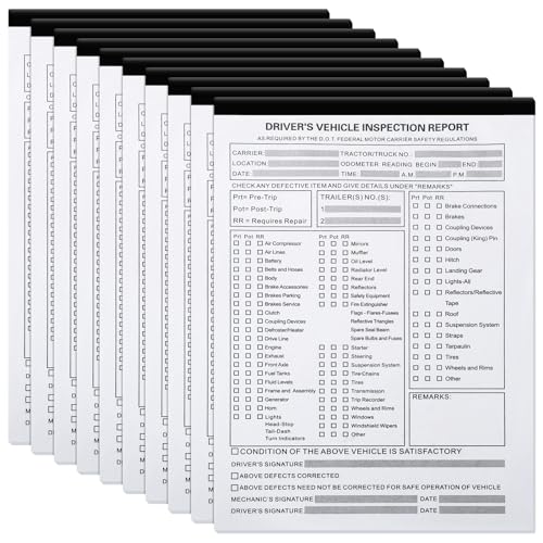 Motiskyy 10 Pack Detailed Driver's Vehicle Inspection Report 5.5" x 8.5" Daily Pre Trip Inspection Book 2-ply Carbonless for Drivers and Truckers, 31 Sets of Forms Per Dvir Book