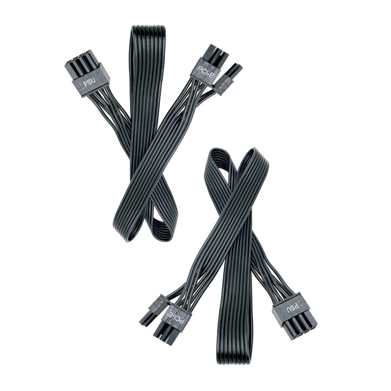 PCIE Cable for EVGA, 65CM Male to Male 8 Pin to 6+2 Pin GPU Power Cable for EVGA G+ G2 G3 G5 G6 GA GM GT P2 P3 P5 P6 P+ T2 T3 (2-Pack Black 18AWG) 2-Pack Black 18AWG