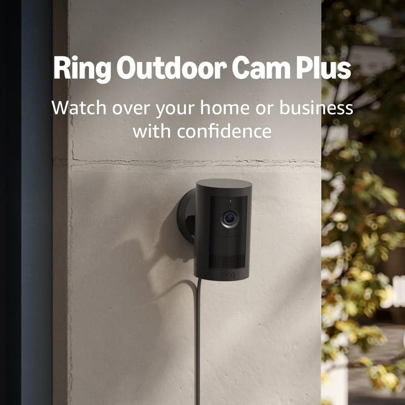 Introducing Ring Outdoor Cam Plus, Plug-In — Wide-Angle 2K Video with Ring Vision, Low-Light Sight for full-color night vision, Mount-anywhere versatility, Black 1 Camera