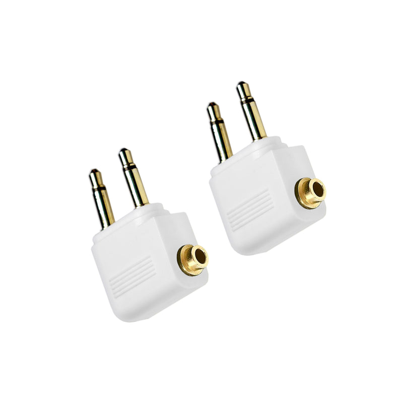 MEE audio Airplane Headphone Adapter for in-Flight Entertainment Systems - Dual 3.5mm Male to 3.5mm Female - Works with Headphones, Headsets, and Bluetooth Adapters (2 Pack), White