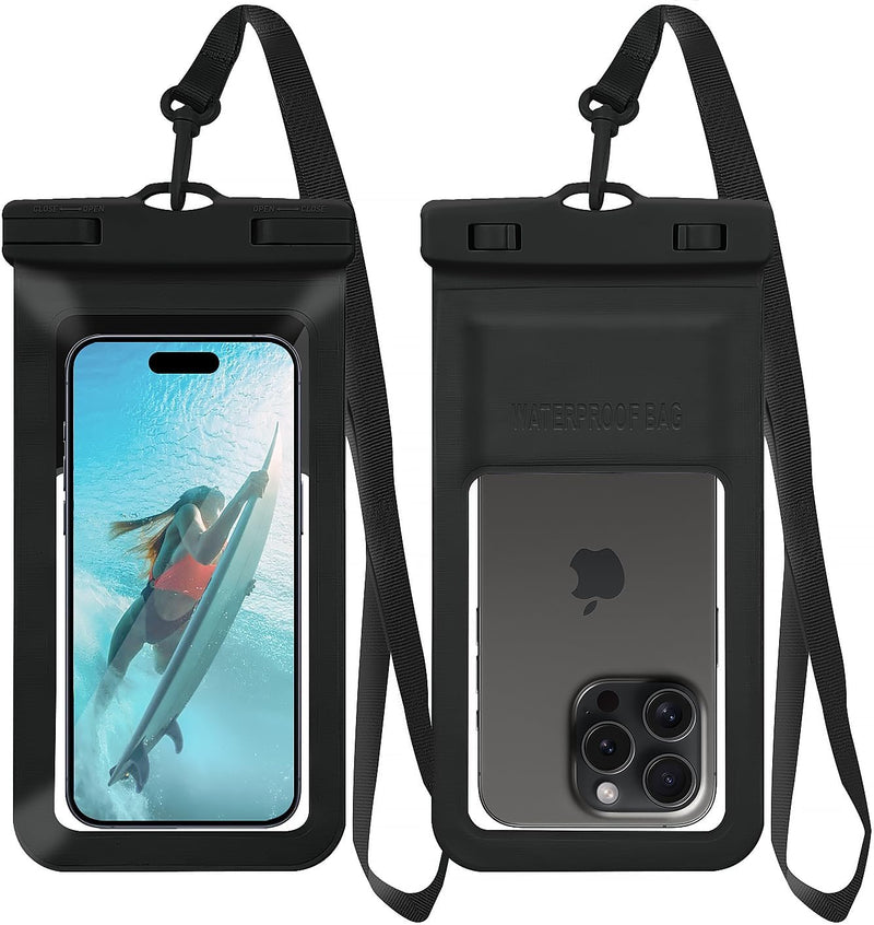 Cellphone Dry Bag, Large Waterproof Case for iPhone 15 14 13 Pro Max, IPX8 Certified and Lightweight, Waterproof Phone Pouch Travel Accessories for Vacation Must Haves, 1 Pack-Black-8.3″ A1-Black-1 pack