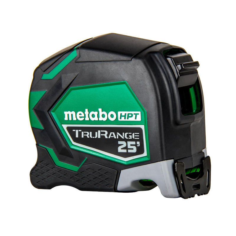 Metabo HPT 25 TruRange Measuring Tape, Green Blade, 115925M | Nylon Coated Steel, Lightweight Design, High Visibility, 17-ft Long Reach, 1/8-in Incremental Fractions 7.6 m