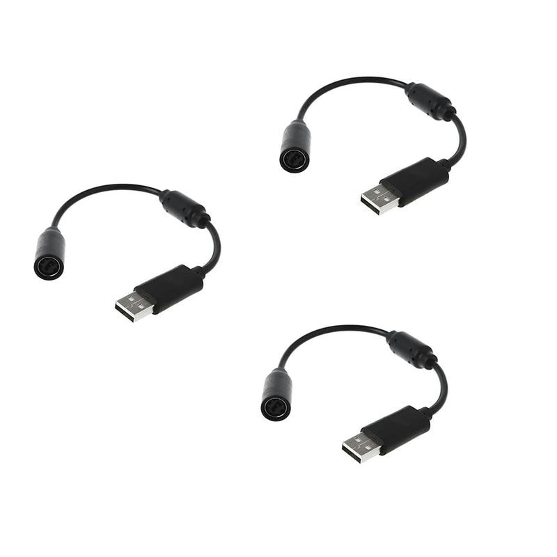 3Pcs Black for USB Breakaway PC Cable Cord Adapter Converter for Xbox 360 Controller Xbox 360 Cables