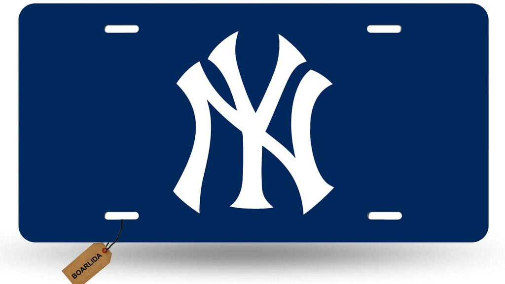 Yankees Design License Plate New York Baseball Team Decorative Aluminum Car License Plate Cover for Men Women Boys Girls Fans 12 X 6 Inch Blue Yankees 2