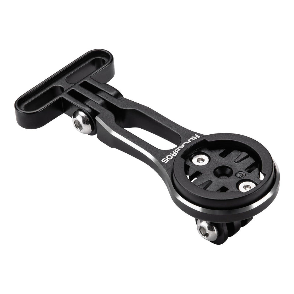 ROCKBROS Bike Computer Mount Adjustable Out-Front Bicycle Computer Mount Aluminum Integrated Cycling Computer Mount Compatible with Garmin, Bryton, Go Pro Adjustable mount